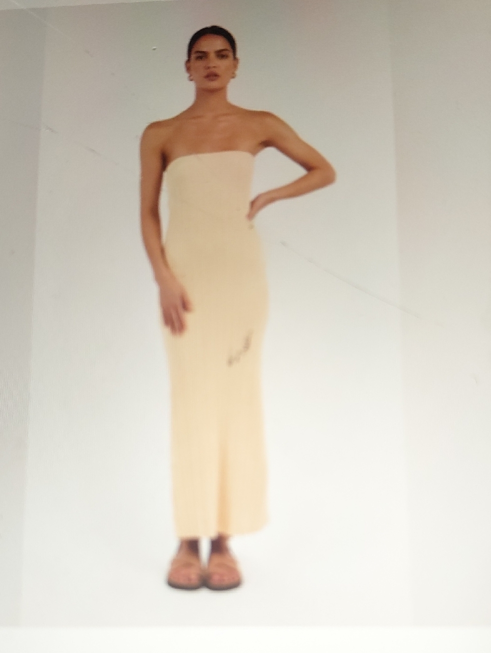 DISSH Strapless SIENNA LEMON Cream Column Maxi Dress Worn ONCE